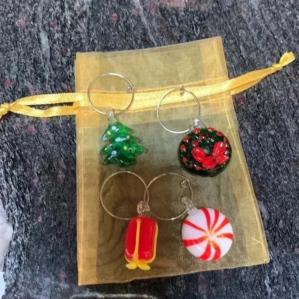Wine Glass Christmas Charms